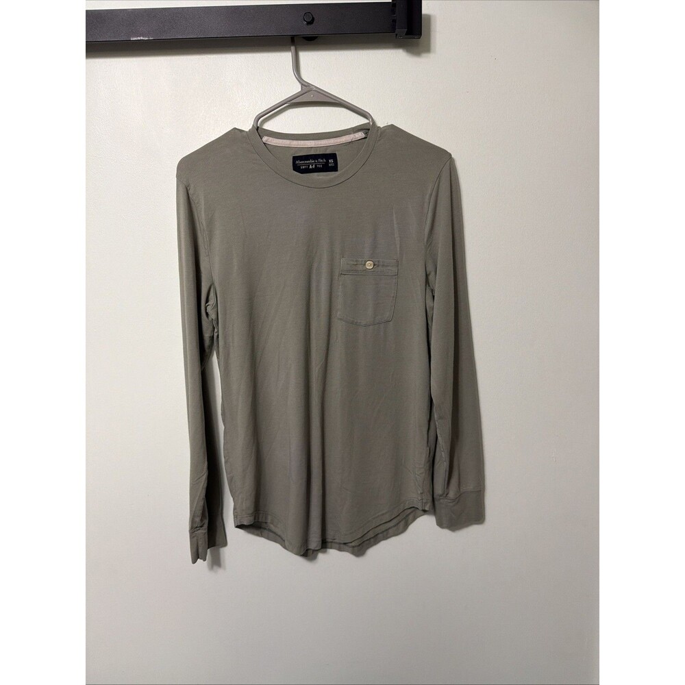 Abercrombie & Fitch Men XS  Long Sleeve Shirt Pocket Soft A&F Tee Green